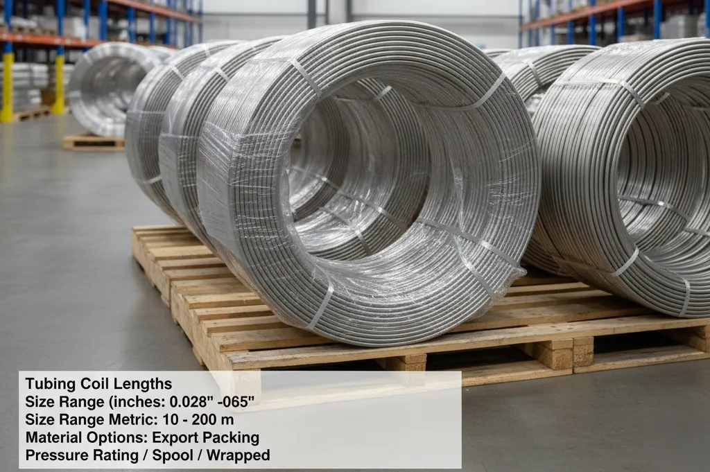 Coiled stainless steel tubing for industrial applications